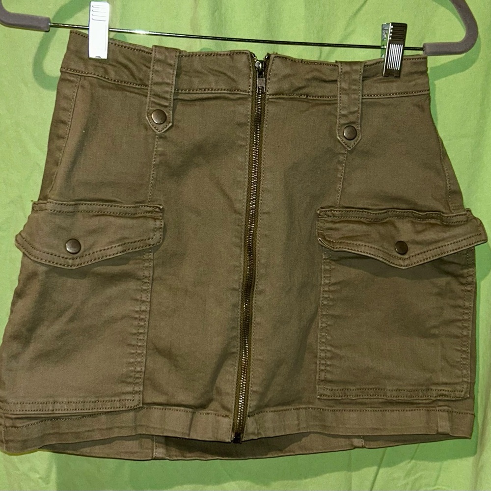 Olive Green cargo Mini Skirt